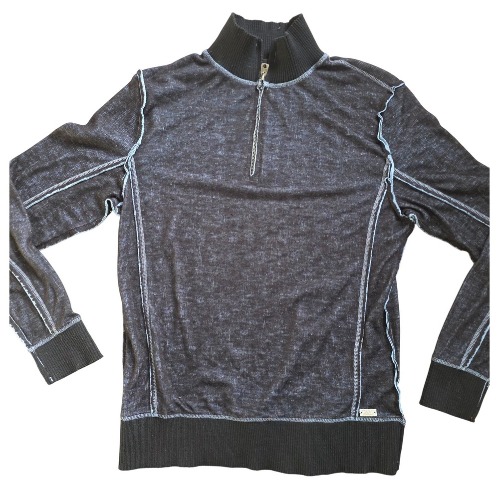 Buckle Black Men's Quarter Zip Long Sz L Y2K soft grunge Skater Indie raw seam